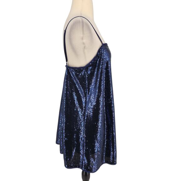Free People Intimately Time To Shine Sequined Slip Dress Blue Size Medium - Picture 11 of 11